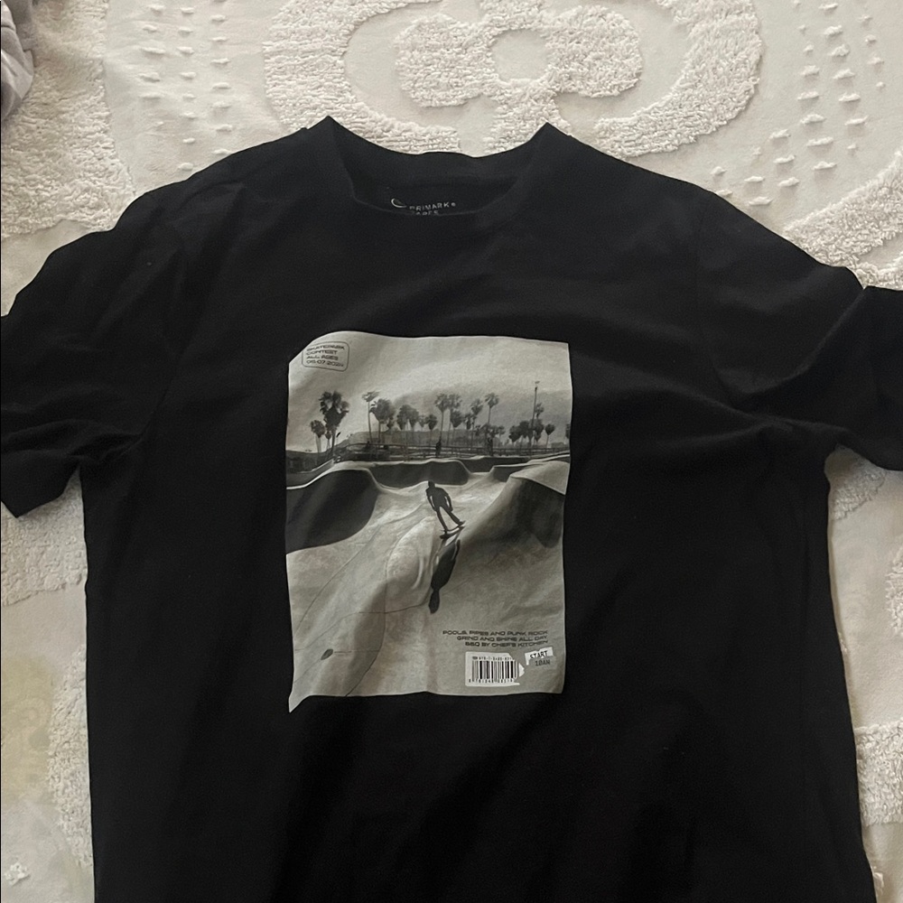 Primark Black Skateboard Graphic Tee